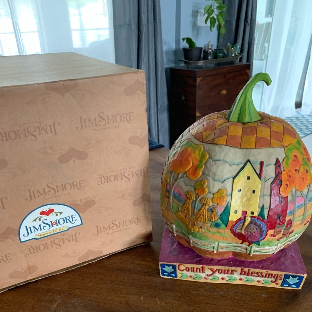 Jim Shore Heartwood Creek “Count your Blessings” Large Pumpkin New with Box